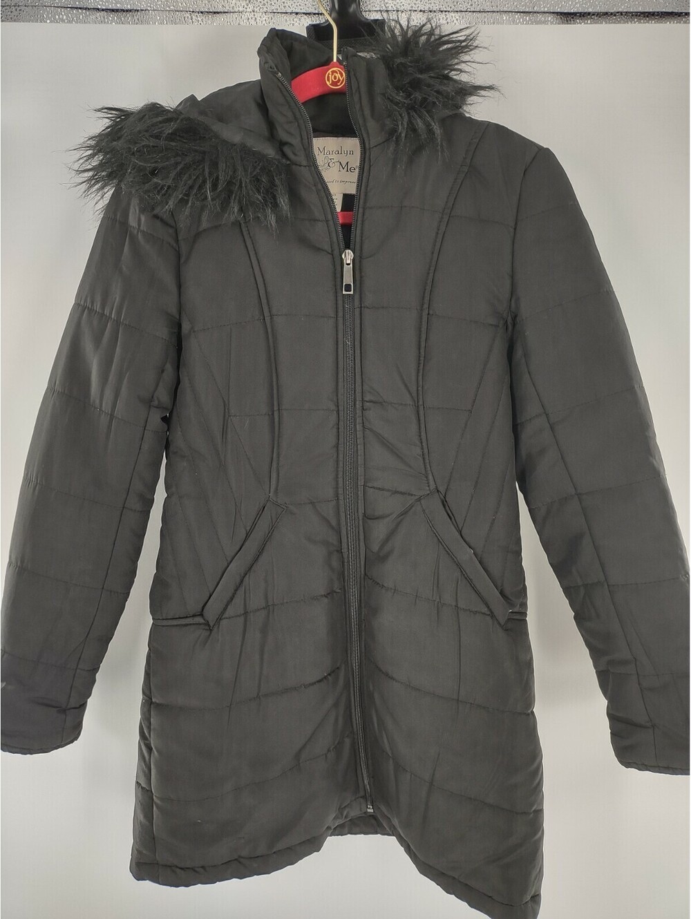 Maralyn & Me Coat Faux Fur Trimmed Hat Women's Xs Black 073